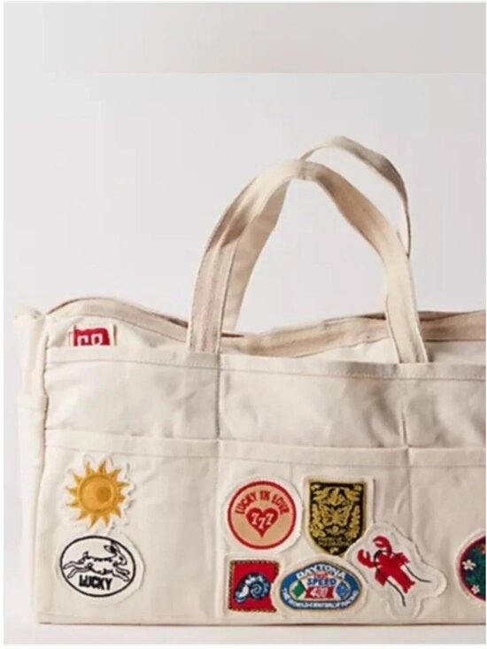 Free People Handbags - Free People NWT Kiss My Patch Carryall Canvas Tote Shoulder Bag